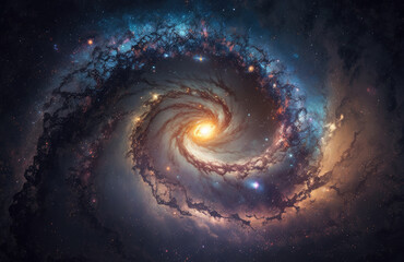 spiral galaxy in space created with Generative AI technology