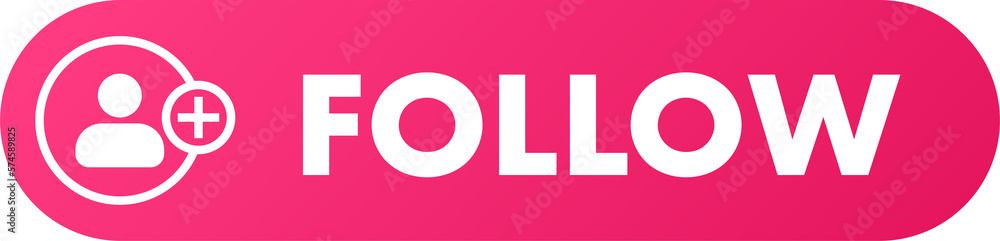 Poster follow button in flat design style. gradient follow button interface for web and apps.