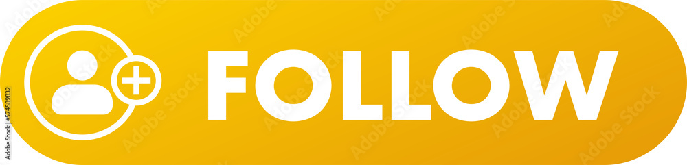 Poster follow button in flat design style. gradient follow button interface for web and apps.