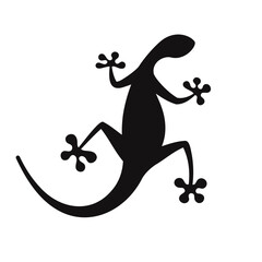 black silhouette of lizard isolated 