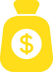 Money bag  icon in flat design style. American currency signs illustration.