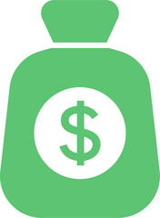 Money bag  icon in flat design style. American currency signs illustration.