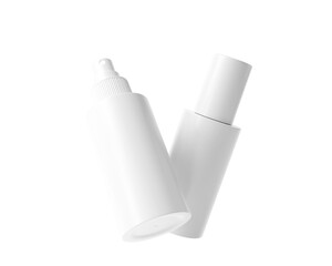 Blank  Plastic Cosmetic Spray Bottle packaging isolated on transparent background, prepared for mockup, 3D render.