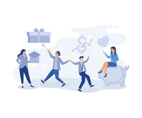 Employee benefits and compensation for staff advantage, reward to motivate employee concept, modern flat vector illustration