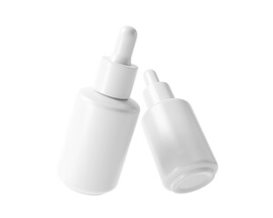 Blank white plastic dropper bottle packaging isolated on transparent background, prepared for mockup, 3D render.