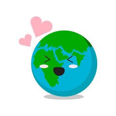 Flat Illustration of the Earth for Earth Day with White Background