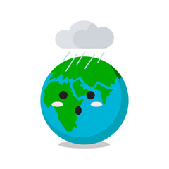 Flat Illustration of the Earth for Earth Day with White Background