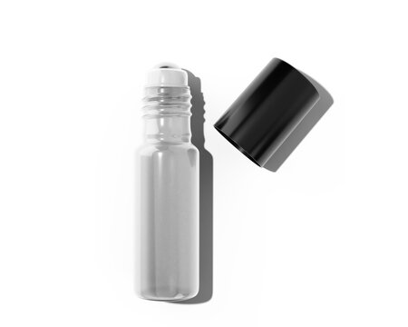 Clear Roll On Glass Bottle isolated on transparent background, prepared for mockup, 3D render.
