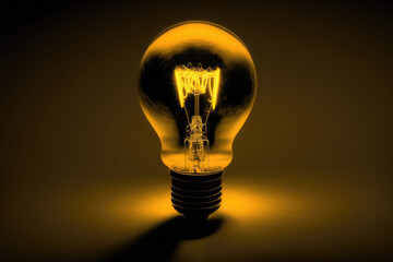 Yellow light bulb. Generative AI