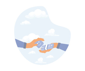 Money can buy happiness,financial goal vs work life balance and enjoy life concept,modern flat vector illustration