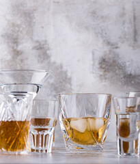 Assortment of various strong alcohol drinks