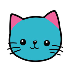 Cute Cat Face Vector Illustration Vector Design. Print for children clothing, textile, card, poster for children room. Vector illustration in flat cartoon style. White background.