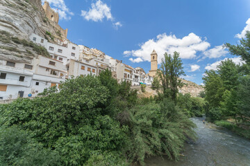 General view of Alcalá del Júcar and the Jucar river. Province of Albacete, Spain