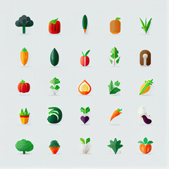  A Minimalistic Icon Set of Colorful Vegetables 