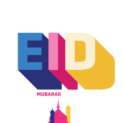 Fototapeta premium Vector of Arabic Calligraphy text of Eid Mubarak for the celebration of Muslim community festival.