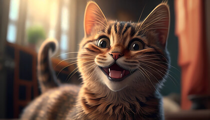 cute smiling cat close up, ai generated