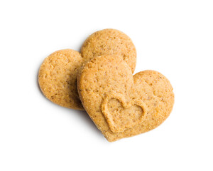 Sweet gingerbread hearts isolated on white background.