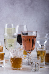 Assortment of various alcohol drinks