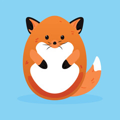 Cute Easter fox on light blue background