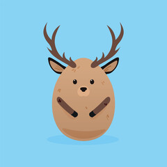 Cute Easter deer on light blue background 
