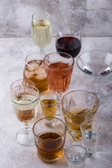 Assortment of various alcohol drinks