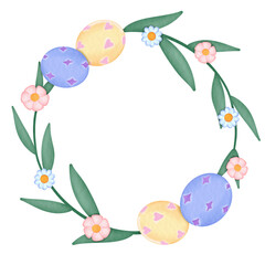easter frame with eggs and flowers watercolor 