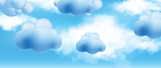 Summer blue sky light gradient clouds white background. Cloudy clear beauty in the serene sunlight sunny winter air background