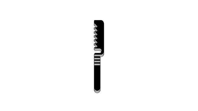 Black Medical saw icon isolated on white background. Surgical saw designed for bone cutting limb amputations and before bone grafting. 4K Video motion graphic animation