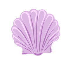 Hand drawn scallop seashell. Shellfish. Marine dwellers. Concept of sea and ocean life. Vector illustration