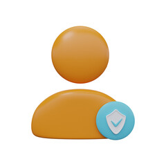 Verified, secure user icon 3D render