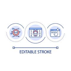 Cyber attack loop concept icon. Malicious software. Phishing and ddos attack. Computer virus. abstract idea thin line illustration. Isolated outline drawing. Editable stroke. Arial font used