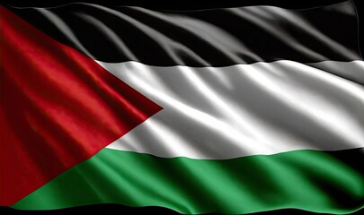 Obraz premium Palestinian Flag Fluttering with Pride. Generative AI