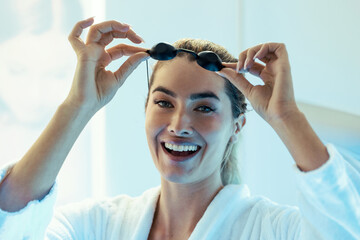 Beautiful woman having tanning skin treatment in a solarium