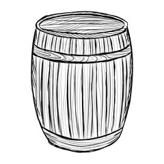 Wooden barrel on white background