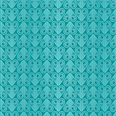 Abstract seamless pattern in turquoise color. Vector vertical simple background made of heart shaped elements.