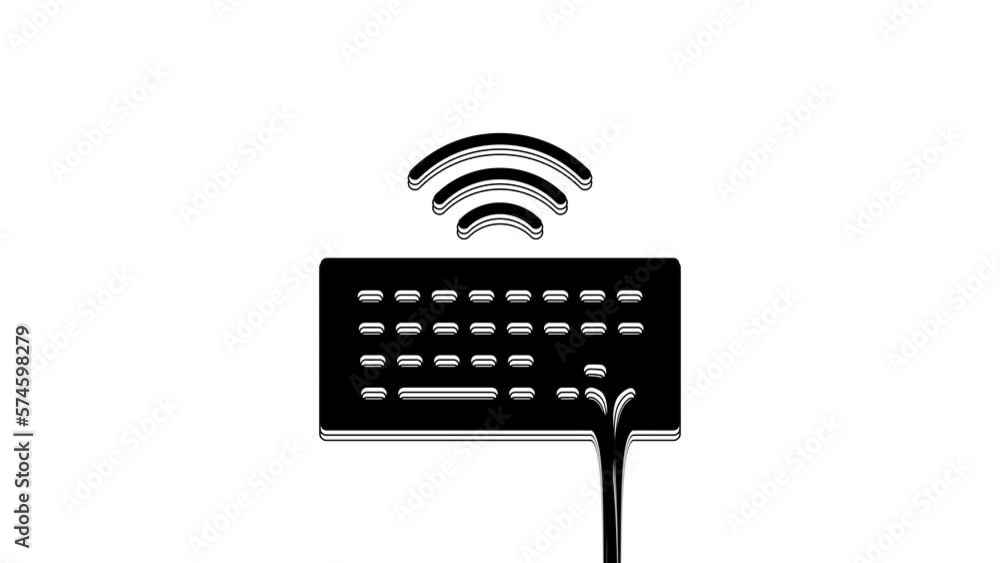 Poster black wireless computer keyboard icon isolated on white background. pc component sign. internet of t