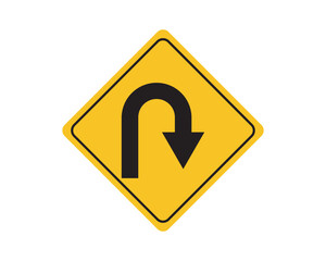 U turn arrow sign. U turn right arrow sign.