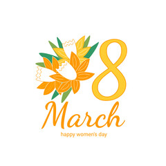 8 march women's day Poster or banner with flowers on white background. Template for advertising, web, social media and fashion ads. Poster, flyer, greeting card, header for website Vector Illustration