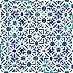 Flat illustration vector-style image of geometric floral and leaves pattern