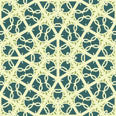 Fototapeta premium Flat illustration vector-style image of geometric floral and leaves in seamless pattern