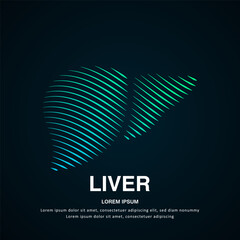 Human liver medical structure. Creative simple line art Vector logo liver silhouette on a dark background. liver care logo vector design - EPS 10