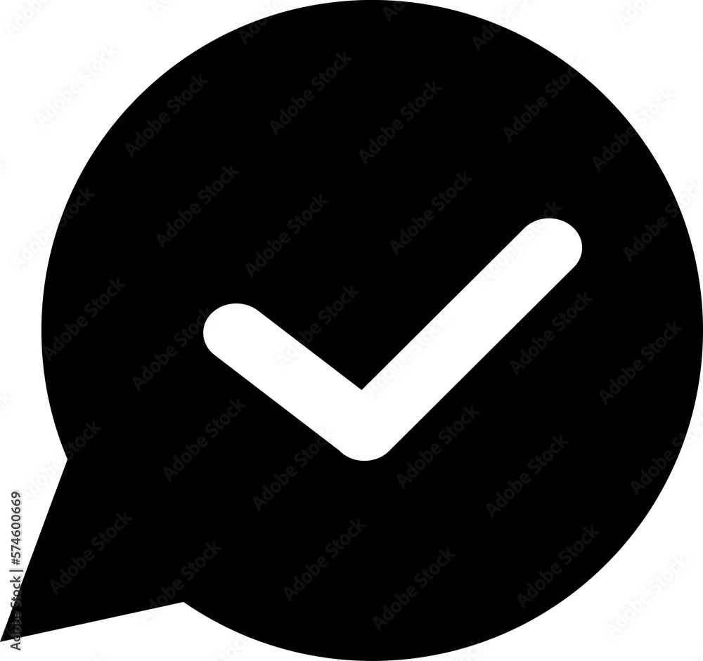 Wall mural message bubble graphic in a dialog box with a check mark in the middle.