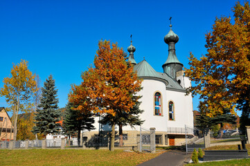 Greek Catholic Orthodox church of the Dormition of the Mother of God. Klimkowka, Podkarpackie Voivodeship, Poland.