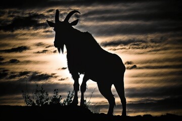 Goat image photo high resolution with dark isolated background, look simple and clean  generative ai