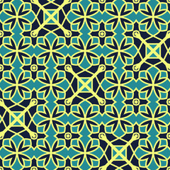 Fototapeta premium Flat illustration vector-style image of geometric floral and leaves pattern.