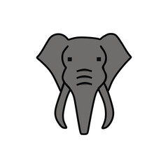 elephant head with tusks and a large trunk