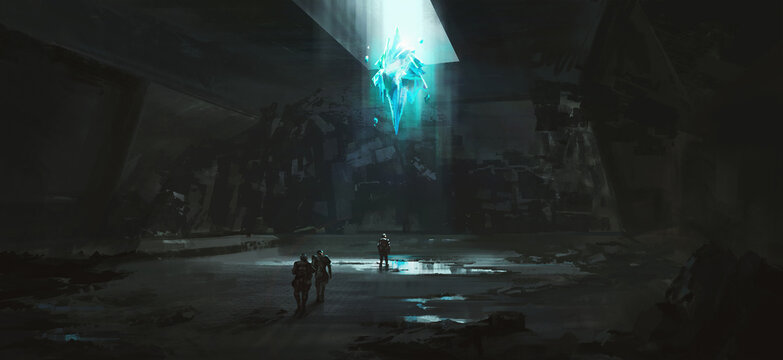 Explorers enter the underground labyrinth.