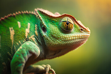 Fototapeta premium Close up of chameleon. Generative AI