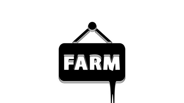 Black Signboard with text Farm icon isolated on white background. 4K Video motion graphic animation