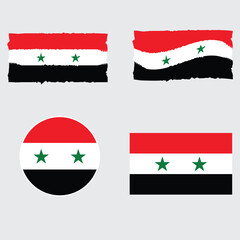 Vector Syria Flag Representative elements collection flat design national emblems